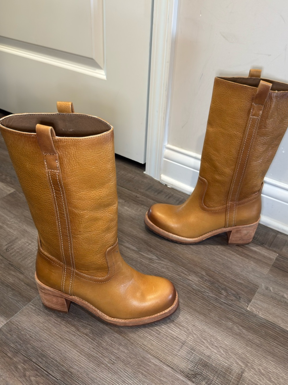 Cleo + Wolf Scout Fashion Tan Leather Round Toe Heeled Boots - Picture 2 of 11